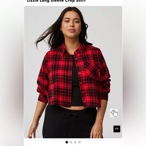 EUC Torrid Size 2- Red Plaid Cropped Button-Up Shirt